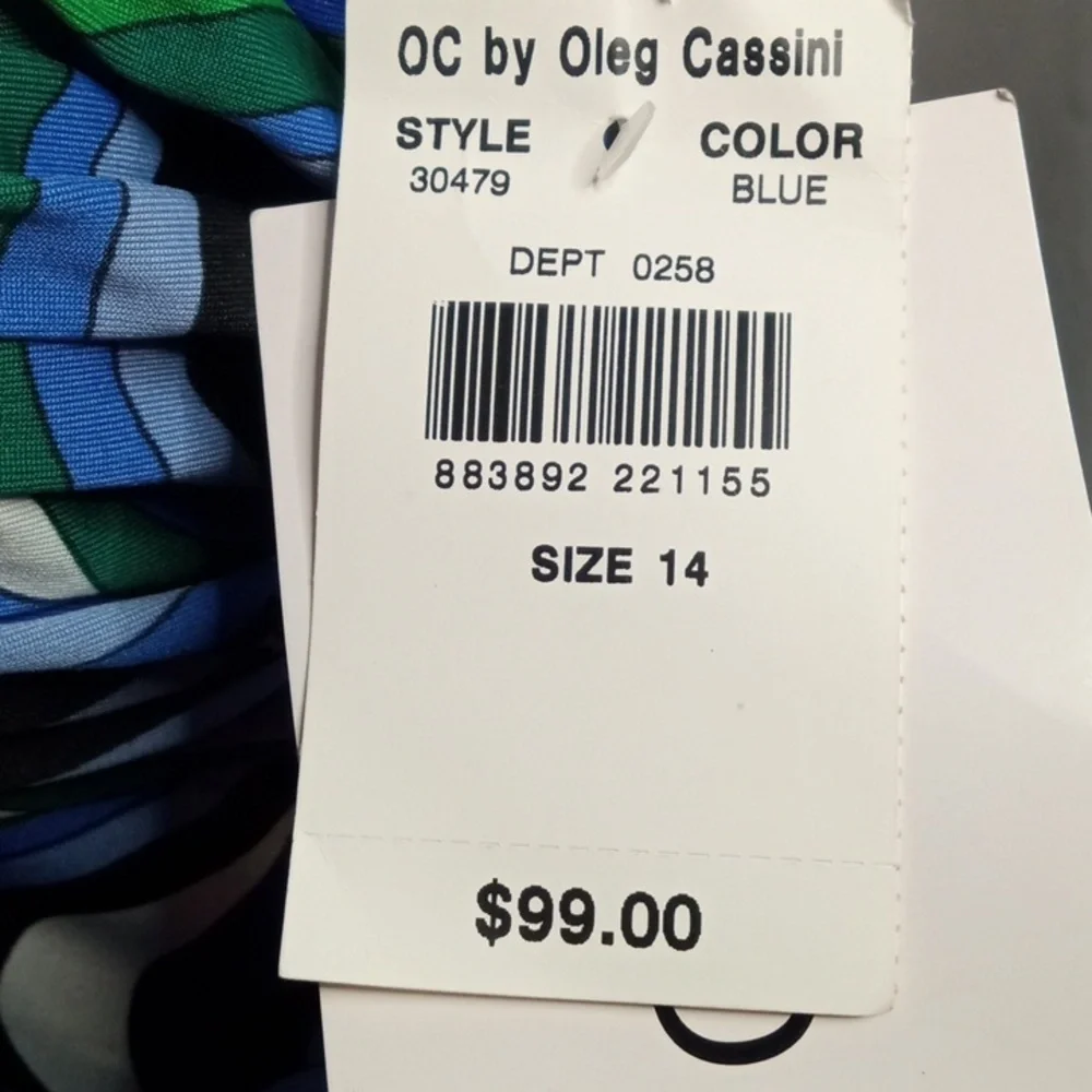 Oleg Cassini Blue and Green Sleeveless Sundress size 14 NWT